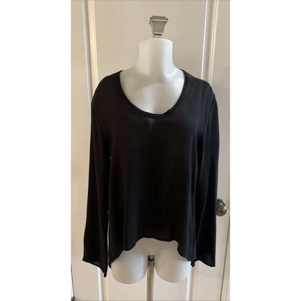 Cloth & Stone Women Medium‎ Black Long Sleeve Anthropologie High Low Shirt Top